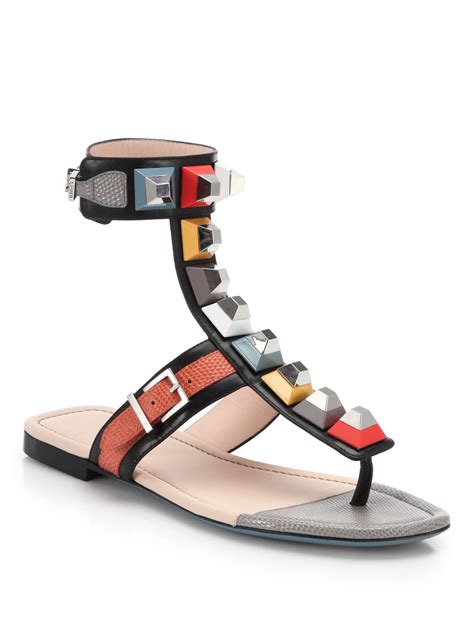 fendi studded gladiator sandals|FENDI .